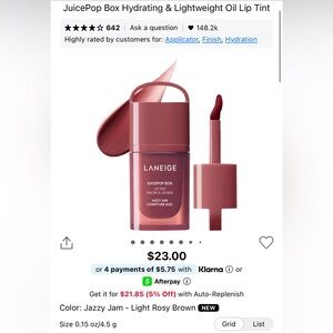 LANEIGE JuicePop Box Lip Tint — Jazzy Jam (Light Rosy Brown)